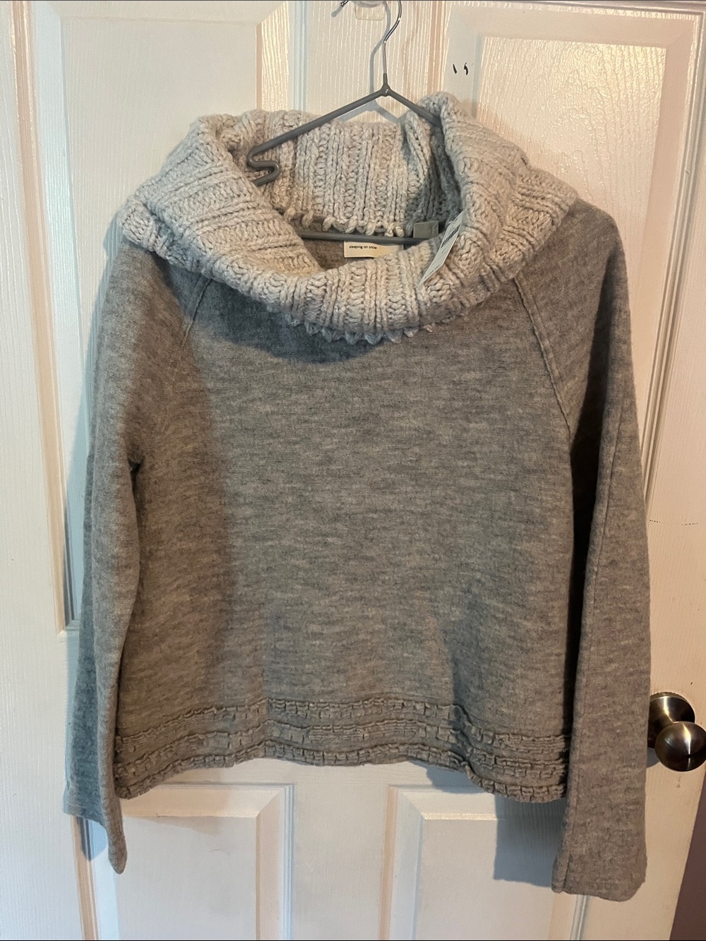 Anthropologie Light Gray Knit Cowlneck Sweater